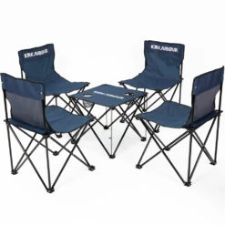 KIRKJUBØUR® "Stjärna" Set Da 5 Sedie Da Campeggio Con Tavolino Navy