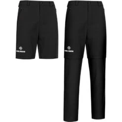 KIRKJUBØUR® Zip-Off Uomo 2-in-1 Pantalone Da Trekking Nero